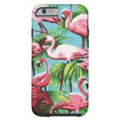 Cool Retro Pink Flamingos Tough iPhone 6 Case