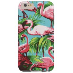 Cool Retro Pink Flamingos Tough iPhone 6 Plus Case