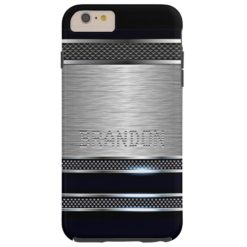 Cool Trendy Modern Faux Shiny Metal Stripe Pattern Tough iPhone 6 Plus Case