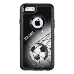 Cool Vintage Grunge Football in Goal Personalized OtterBox Defender iPhone Case