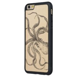 Cool Vintage Octopus Sea Animal Ocean Life Aquatic Carved Maple iPhone 6 Plus Bumper Case
