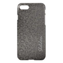 Cool black grey cheetah monogram iPhone 7 case