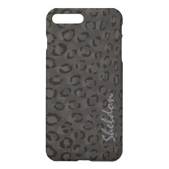 Cool black grey cheetah monogram iPhone 7 plus case