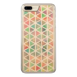 Cool colorful watercolor paint triangles Carved iPhone 7 plus case