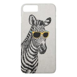 Cool cute funny zebra sketch with trendy glasses iPhone 7 plus case