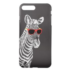 Cool cute funny zebra white sketch with glasses iPhone 7 plus case