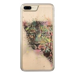 Cool leopard animal watercolor splatters paint Carved iPhone 7 plus case