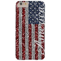 Cool trendy America flag shining faux glitter Barely There iPhone 6 Plus Case