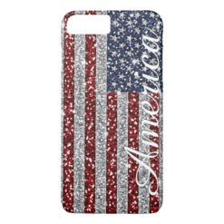 Cool trendy America flag shining faux glitter iPhone 7 Plus Case