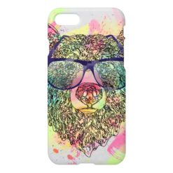 Cool watercolor bear with glasses design iPhone 7 case
