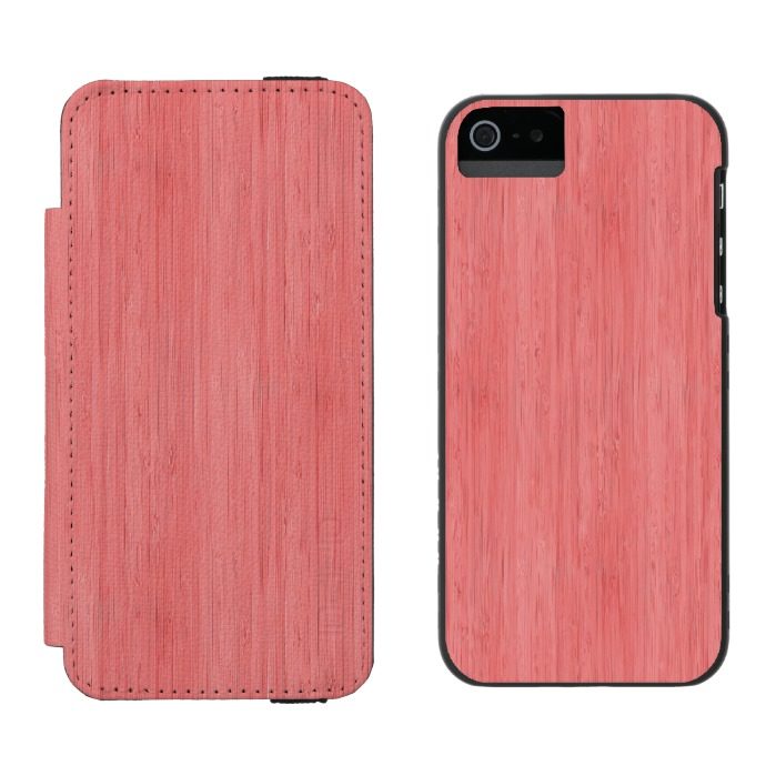 Coral Pink Bamboo Wood Grain Look iPhone SE/5/5s Wallet Case