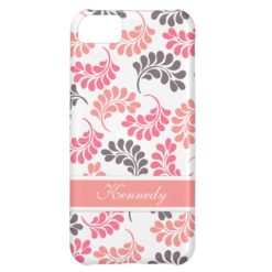 Coral Pink Brown Floral Pattern Case For iPhone 5C