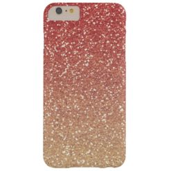 Coral Pink Gold Faux Glitter Barely There iPhone 6 Plus Case