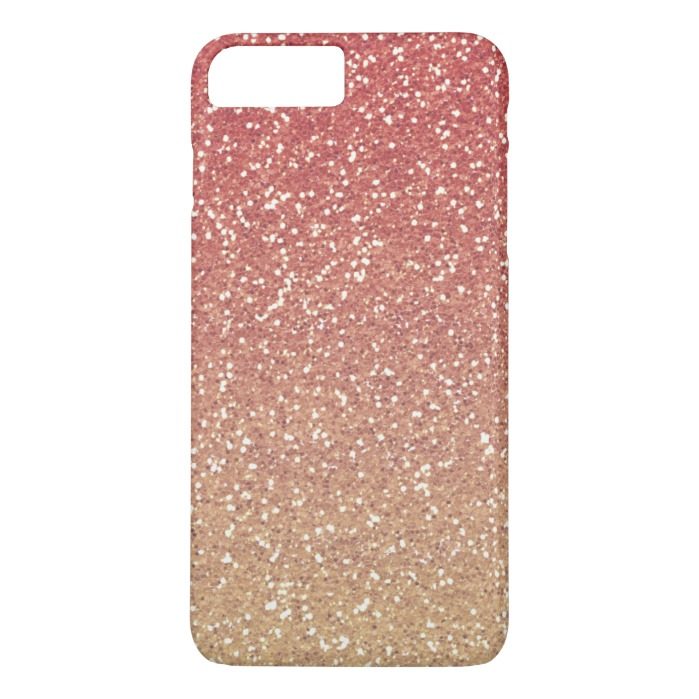Coral Pink Gold Faux Glitter iPhone 7 Plus Case