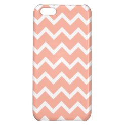 Coral and White Zig Zag Pattern. iPhone 5C Cases