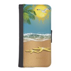 Couple of Starfish On The Beach iPhone SE/5/5s Wallet Case