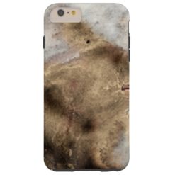 Cowhide Brown Dark Distressed Leather Look Tough iPhone 6 Plus Case