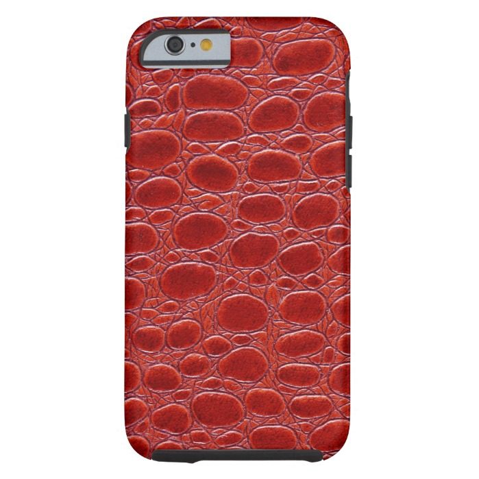Crocodile Red Leather Look Tough iPhone 6 Case