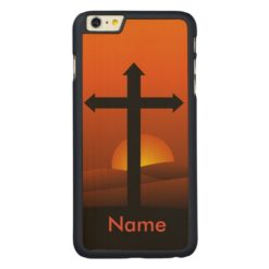 Cross Sunset Background Custom Wood iPhone Case