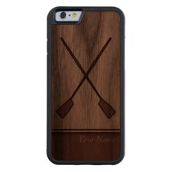 Crossed Oars Cleaver Personalized Carved Walnut iPhone 6 Bumper Case