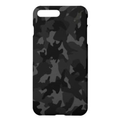 Custom Black Gray Camouflage Camo Pattern Matte iPhone 7 Plus Case