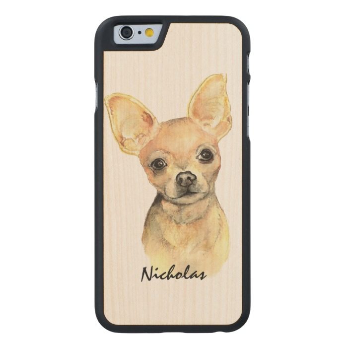 Custom Name Cute Chihuahua Dog Pet Animal Carved Maple iPhone 6 Slim Case