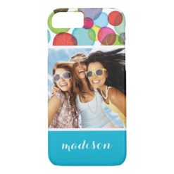 Custom Photo & Name Round bubbles kids pattern 2 iPhone 7 Case