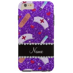Custom name indigo purple glitter nurse hats heart tough iPhone 6 plus case