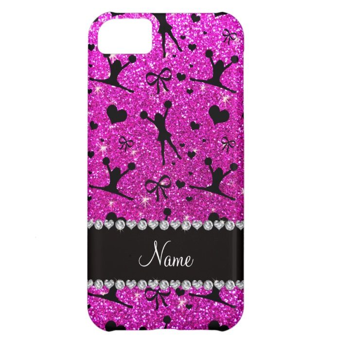 Custom name neon pink glitter cheerleading cover for iPhone 5C