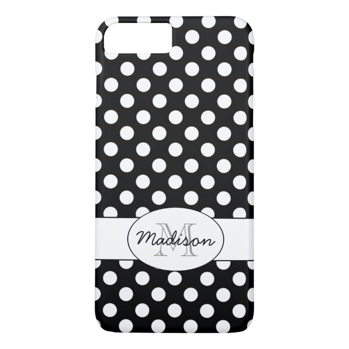 Cute Black White polka dots Monogram iPhone 7 Plus iPhone 7 Plus Case