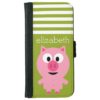 Cute Cartoon Farm Pig - Pink and Lime Green Wallet Phone Case For iPhone 6/6s
