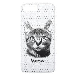 Cute Cat Kitten Meow Hand Drawn Polka Dots iPhone 7 Plus Case