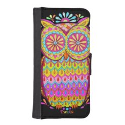 Cute Colorful Owl iPhone 5/5S Wallet Case