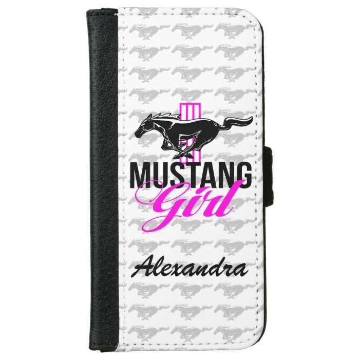 Cute Custom Pink Black Horse Ford Mustang Girl Wallet Phone Case For iPhone 6/6s