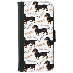 Cute Dachshund Doxie Dog Pattern iPhone 6/6s Wallet Case