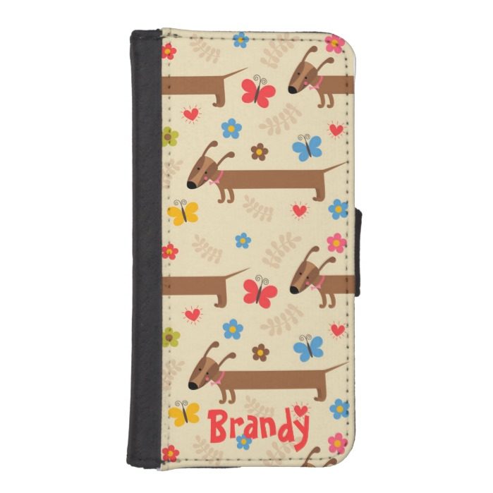 Cute Dog Dachsund Pattern for iPhone Wallet