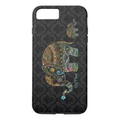 Cute Elephant Black & Colorful Glitter & Diamonds iPhone 7 Plus Case