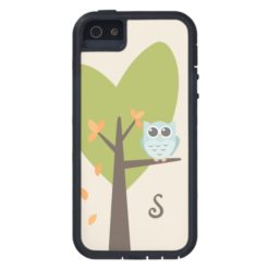 Cute Owl Monogram Tree Branch Leaves Monogrammed iPhone SE/5/5s Case