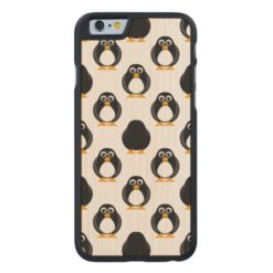 Cute Penguin Pattern Carved Maple iPhone 6 Slim Case