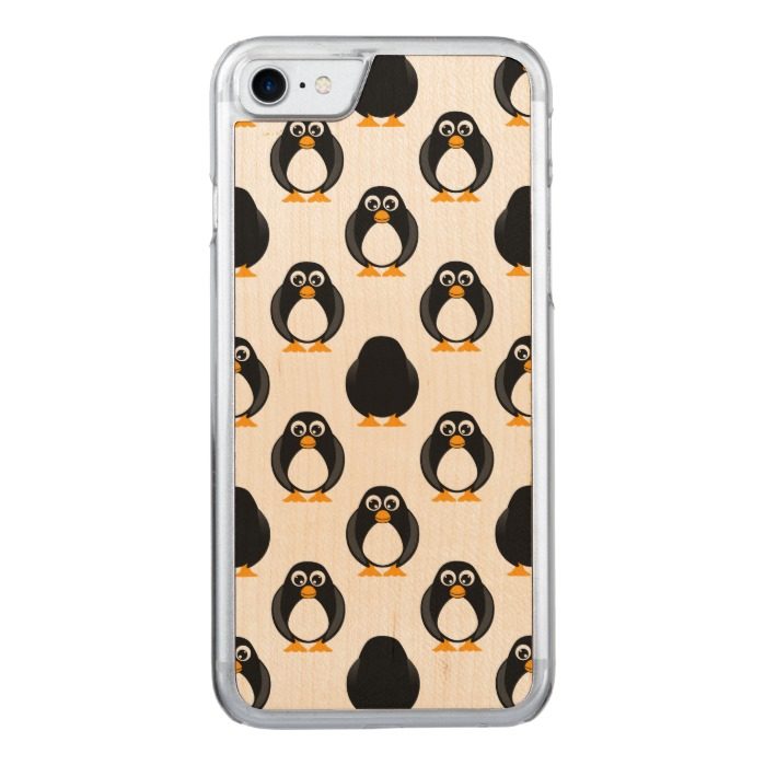Cute Penguin Pattern Carved iPhone 7 Case