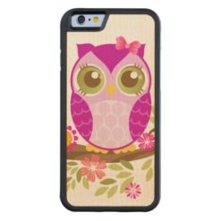 Cute Purple Owl Kawaii Wood Case