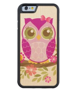 Cute Purple Owl Kawaii Wood Case