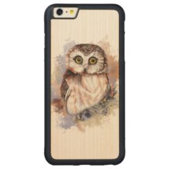 Cute Watercolor Owl Bird Nature art Carved Maple iPhone 6 Plus Bumper Case