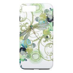 Cute dragonfly with abstract swirls & chic pearls iPhone 7 plus case