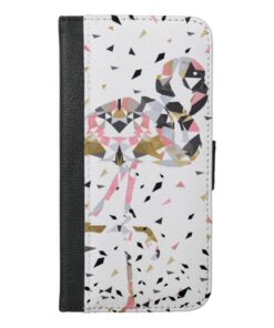 Cute geometric Flamingo abstract design iPhone 6/6s Plus Wallet Case