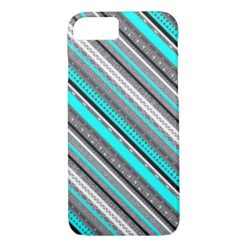Cute gray aqua aztec patterns iPhone 7 case