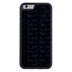 Cute navy blue dachshund pattern Carved walnut iPhone 6 bumper