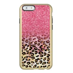 Cute pink faux glitter leopard animal print incipio Feather shine iPhone 6 case