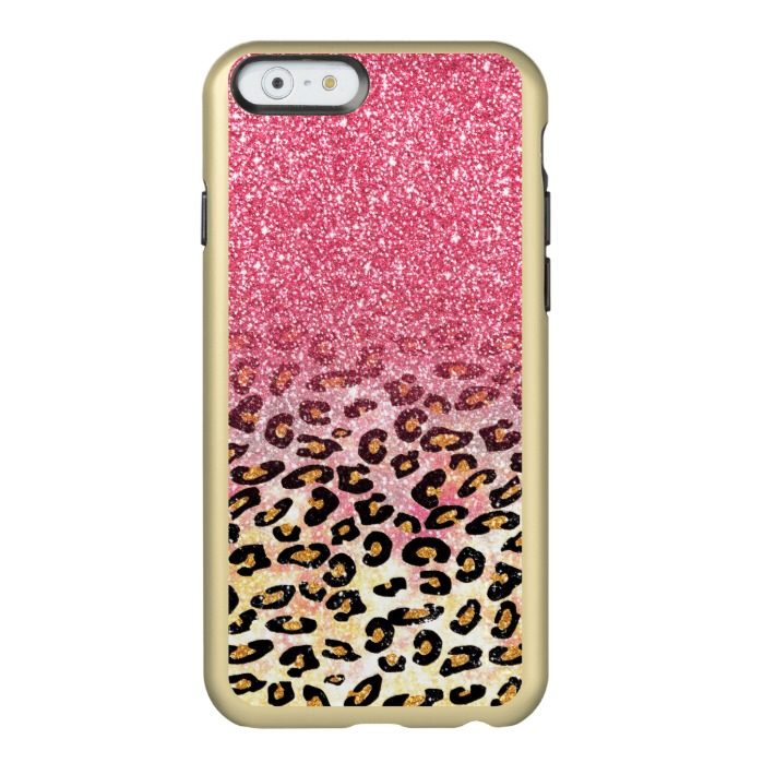 Cute pink faux glitter leopard animal print incipio Feather shine iPhone 6 case