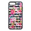 Cute spring floral and stripes watercolor pattern OtterBox symmetry iPhone 7 plus case